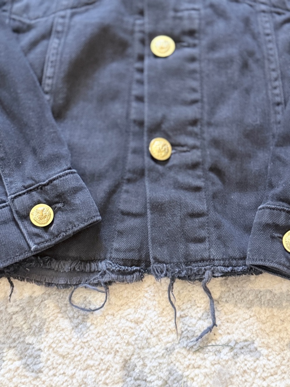 Aviator Nation NEED FOR SPEED OVERSIZED CROP DENIM JACKET - VINTAGE BLACK - Picture 6 of 9